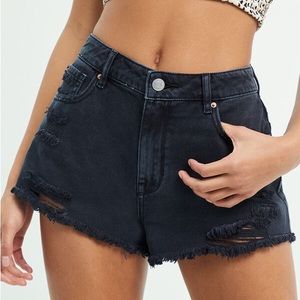 PacSun Black High Waisted Denim Festival Shorts